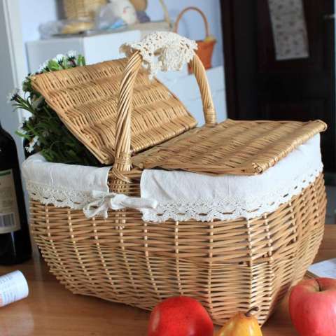 Nice Handmade Willow Picnic Basket, Wicker Picnic Basket with Cooler (BC-ST1285)