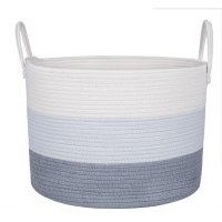 Extra Large Cotton Rope Storage Basket 20"x13.3"-Toy's Organizer Storage Basket with Handles, Woven Baby Diaper Nursery Hamper,