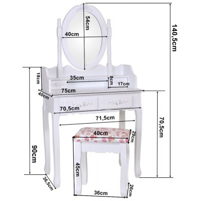 dresser set with mirror