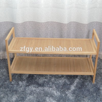 2-tier wood shoe display rack design