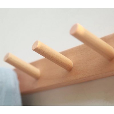 Beech wooden coat rack wall mounted