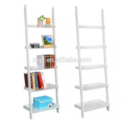 5 Tier wall Leaning Ladder book shelf wooden