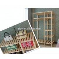 Simple solid wood bedroom clothes shelf rack