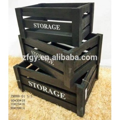 Black natural paulownia wood box for fruit