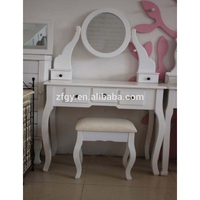 Wooden makeup mirror dresser table for bedroom